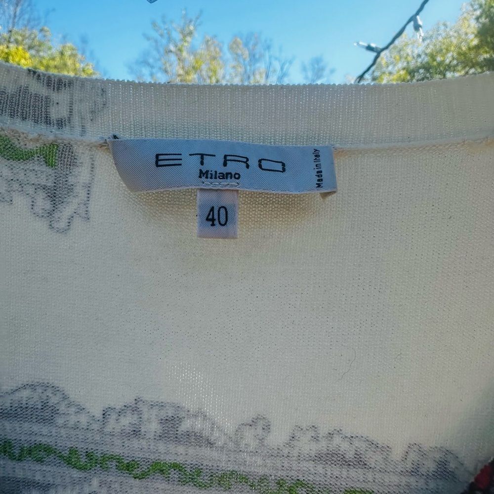 Etro Sweater Gorgeous detail and color luxury Silk/Elastin blend SZ 40 EU US S - Picture 7 of 7